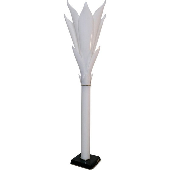 Image 1 of Lampada da terra vintage Tulipe in perspex e ottone per Rougier, Canada 1980