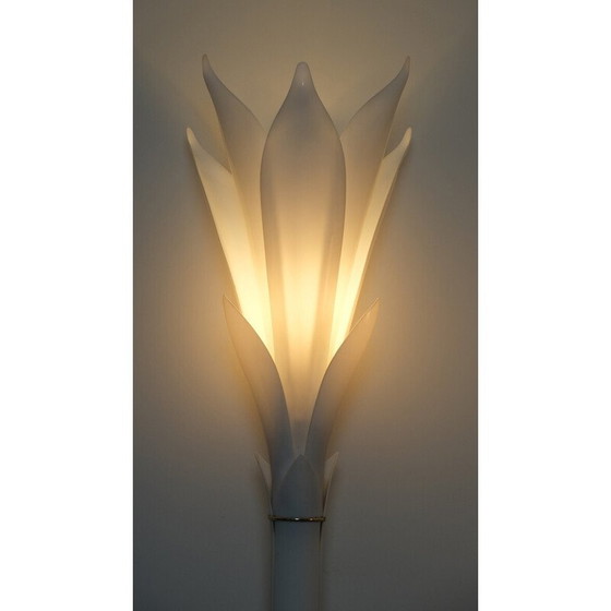 Image 1 of Lampada da terra vintage Tulipe in perspex e ottone per Rougier, Canada 1980