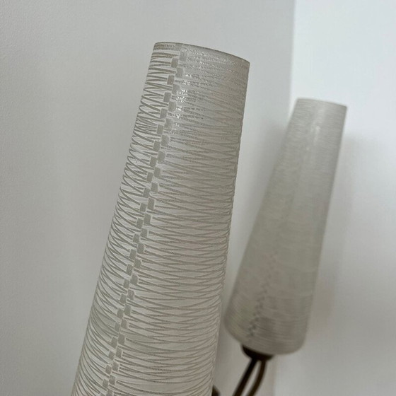 Image 1 of Pair of vintage glass and metal wall lamps, France 1950
