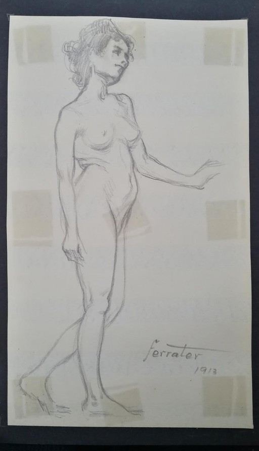 2X Original Drawings By Antoni Ferrater Feliu 1913