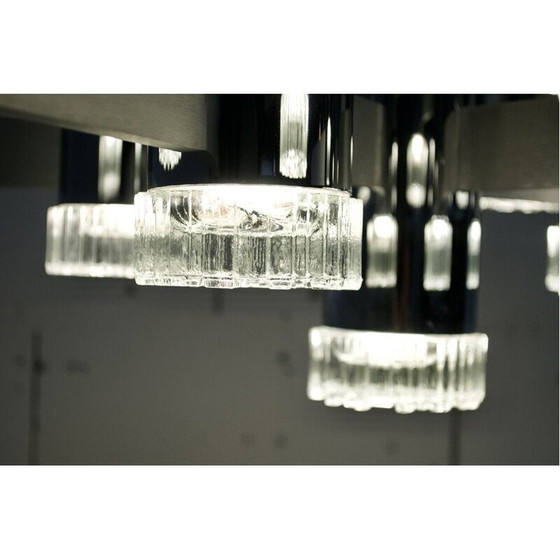 Image 1 of Coppia di lampadari vintage in acciaio cromato di Gaetano Sciolari, 1970