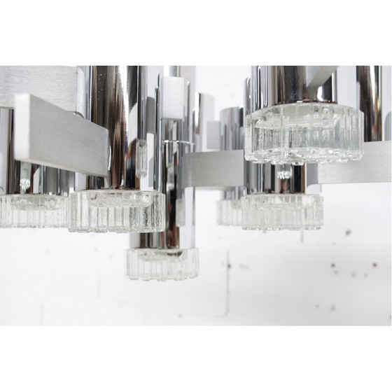 Image 1 of Coppia di lampadari vintage in acciaio cromato di Gaetano Sciolari, 1970