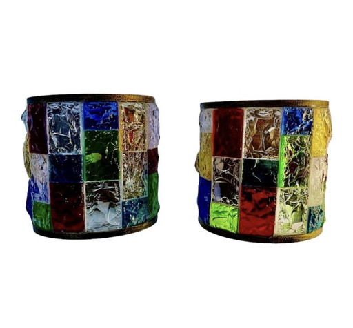 Poliarte By Longobard Wall Lighting Glass Murano Pair  , Italy 1990