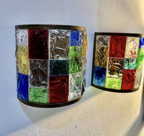 Image 1 of Poliarte By Longobard Wall Lighting Glass Murano Pair  , Italy 1990