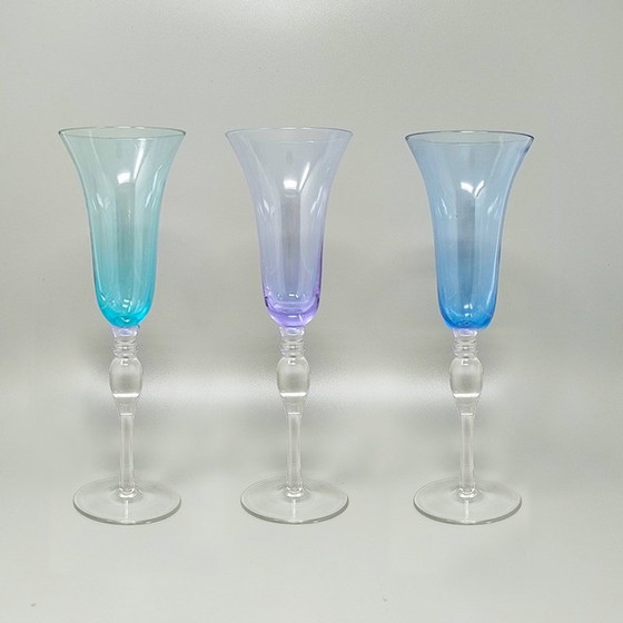 Image 1 of 1960S Astonishing Set Of Six Murano Glasses. Made In Italy