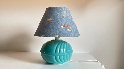 Vintage Blue Ceramic Ball Lamp