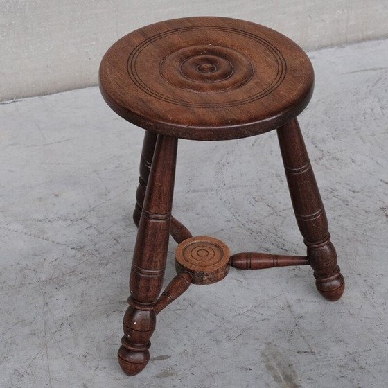 Image 1 of Vintage oakwood stool by Charles Dudouyt, France 1950s