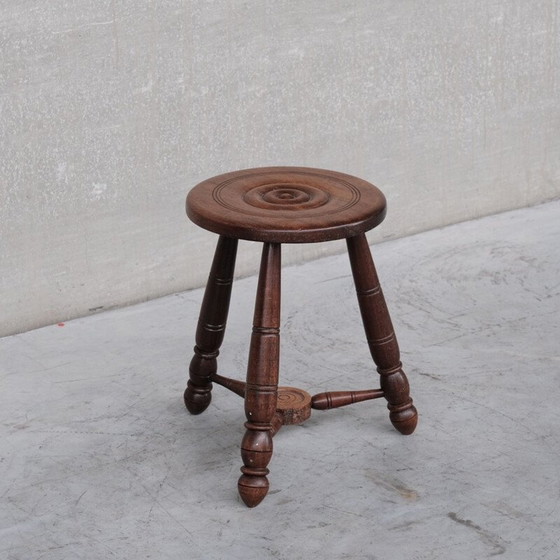 Image 1 of Vintage oakwood stool by Charles Dudouyt, France 1950s