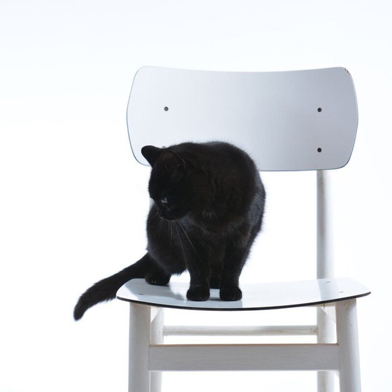 Image 1 of Midcentury White Chair By T On In Oak & Formica, Czechoslovakia 1960s