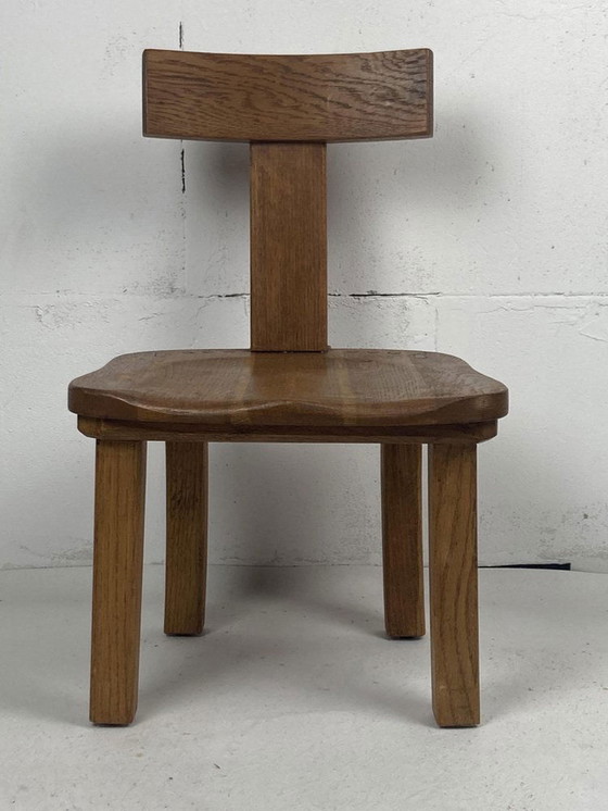 Image 1 of Brutalist Oak Low Chair Or Childrens Chair, 1970S