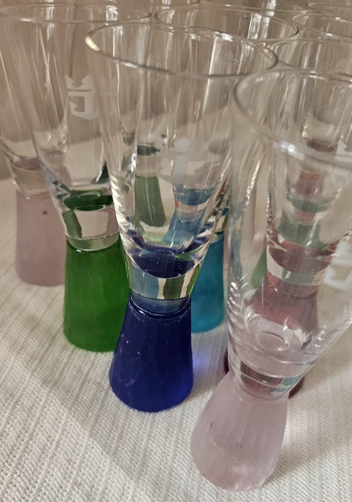 10 MCM Style Art Glass Shot Glasses