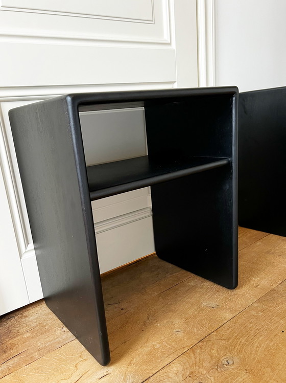 Image 1 of Black Wood Bedside Table (Pair)