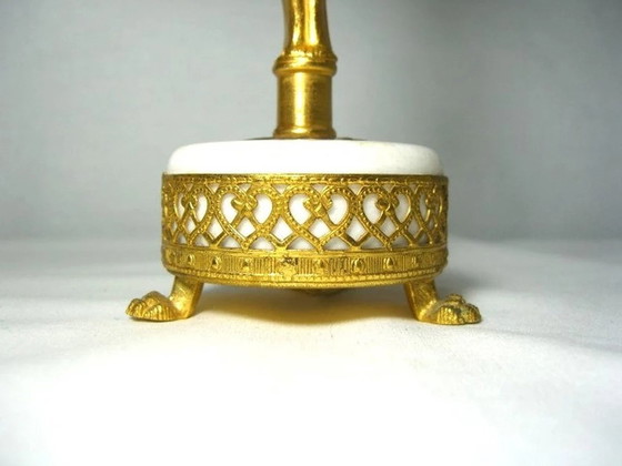 Image 1 of Art Nouveau, Neo Classical, Accent Bedroom Lamps (2), Gilded Brass, Marble, Luxury Lighting, Unique