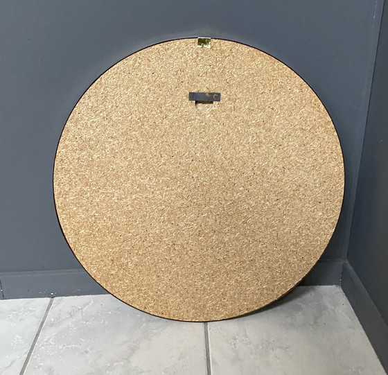 Image 1 of Round Mirror With Black Decoration 1960S