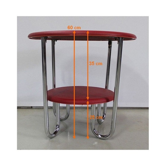 Image 1 of Vintage round chrome-plated metal Bauhaus side table by Thonet, 1940