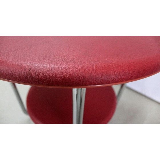 Image 1 of Vintage round chrome-plated metal Bauhaus side table by Thonet, 1940