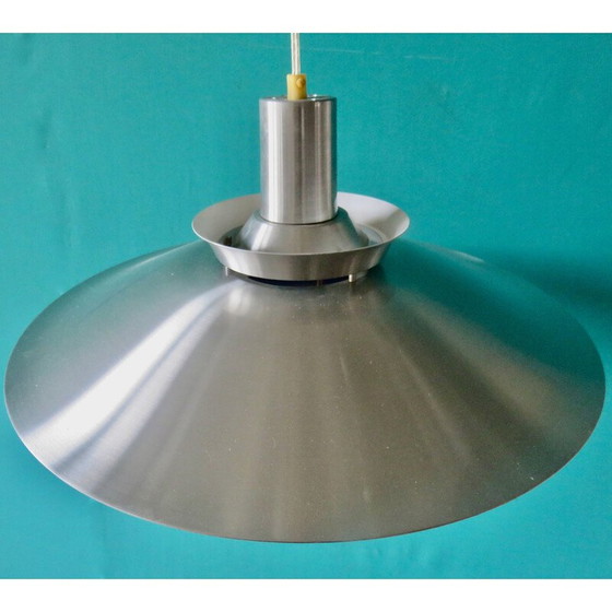 Image 1 of Vintage brushed aluminum pendant lamp, Denmark 1970