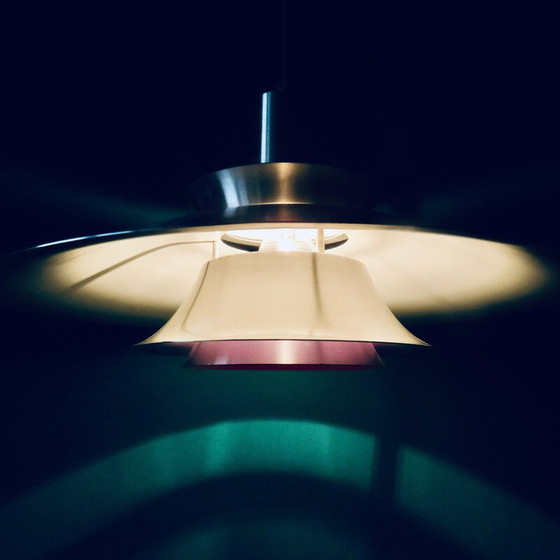 Image 1 of Vintage brushed aluminum pendant lamp, Denmark 1970
