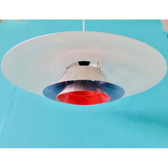 Image 1 of Vintage brushed aluminum pendant lamp, Denmark 1970