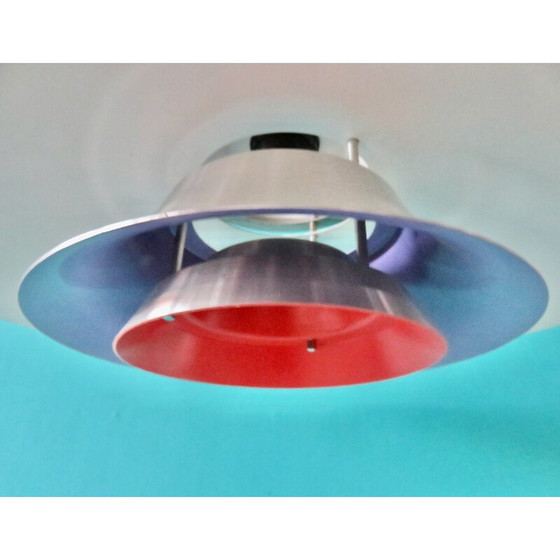 Image 1 of Vintage brushed aluminum pendant lamp, Denmark 1970