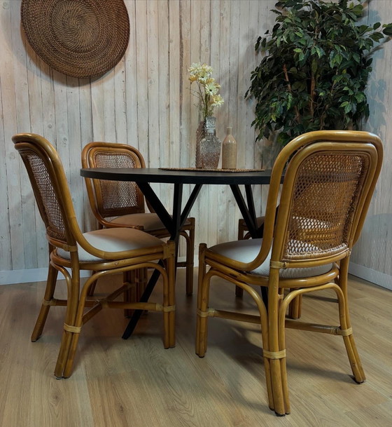 Image 1 of 4 Vintage Chairs Rattan Dining Chairs Beige