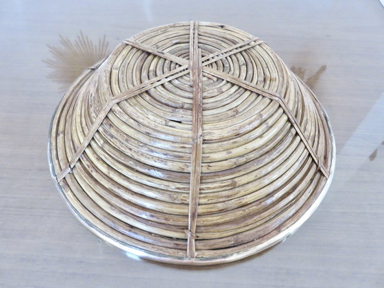 Image 1 of Cesta redonda grande, Gabriella Crespi, ratán, latón, 1960-1970
