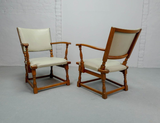 Image 1 of 4 Artifort Dutch Design Style Oak Armchairs by Theo Ruth for Artifort, 1950s