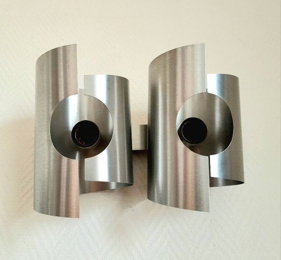 Image 1 of 2x Space Age Wall lights - brushed aluminum