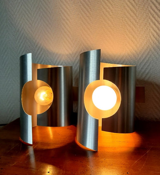 Image 1 of 2x Space Age Wall lights - brushed aluminum