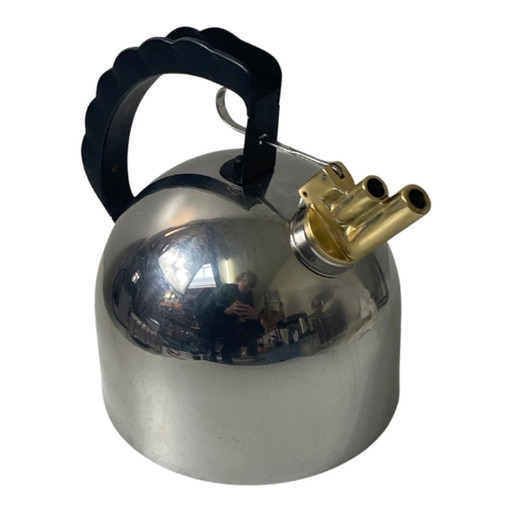 Kettle / teapot - Richard Sapper for Alessi - Stainless steel with brass whistle - Tested and working (large ø20)