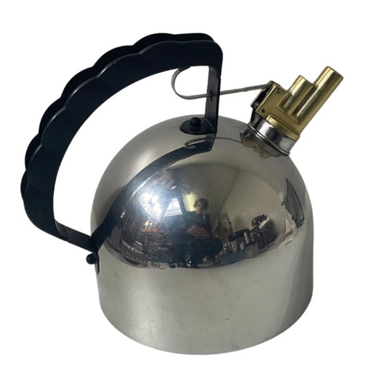 Image 1 of Kettle / teapot - Richard Sapper for Alessi - Stainless steel with brass whistle - Tested and working (large ø20)