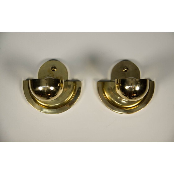 Image 1 of Pair of vintage cubist brass wall lamps by Josef Gočár, 1920
