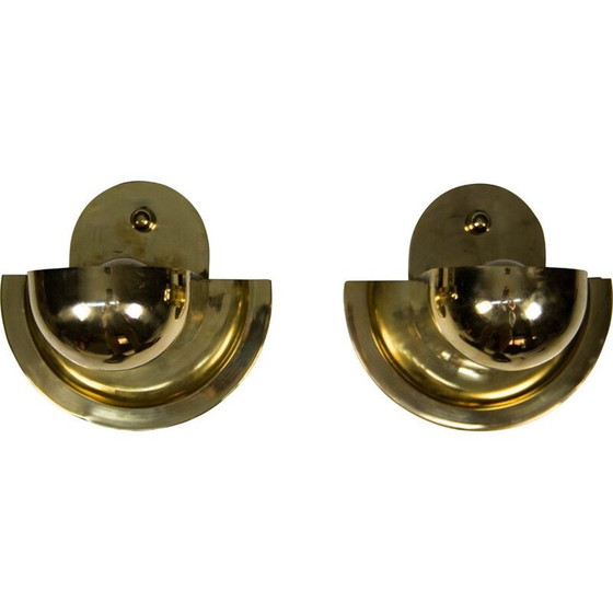 Image 1 of Pair of vintage cubist brass wall lamps by Josef Gočár, 1920