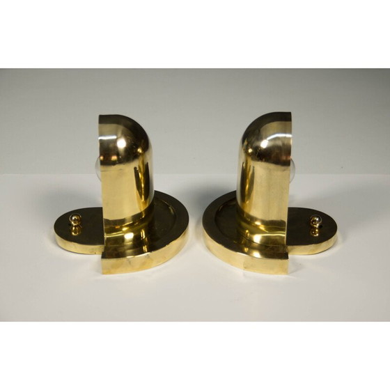 Image 1 of Pair of vintage cubist brass wall lamps by Josef Gočár, 1920