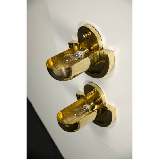 Image 1 of Pair of vintage cubist brass wall lamps by Josef Gočár, 1920