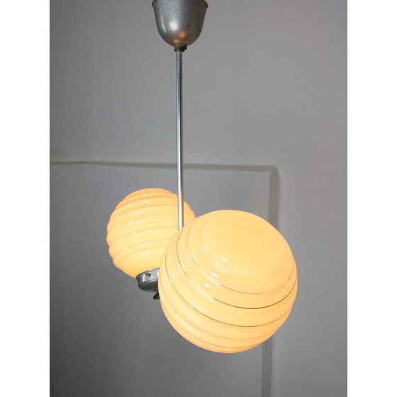Image 1 of Vintage Art Deco ceilling lamp with yellow sphere, Italy