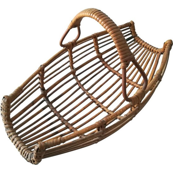 Image 1 of Vintage Rattan magazine rack - Italy 1960s