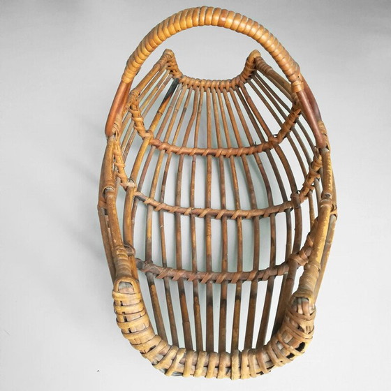 Image 1 of Vintage Rattan magazine rack - Italy 1960s