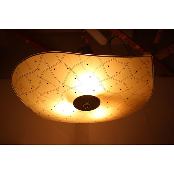 Image 1 of Lampada a sospensione vintage in vetro cromato, Repubblica Ceca, anni '60