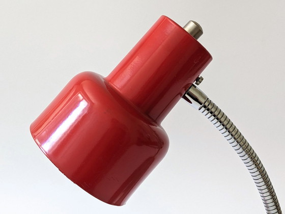 Image 1 of Richard Essig Red and Chrome Desk Lamp