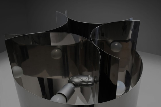 Image 1 of Large Chrome And Marble Table Lamp By  Pierre Cardin, France 1970S 