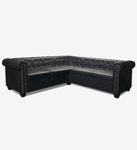 Image 1 of Canapé d'angle Chesterfield en cuir neuf