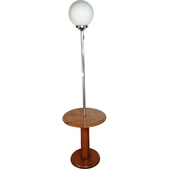 Image 1 of Lampada da terra vintage a globo in opalino e cromo, 1950-1960