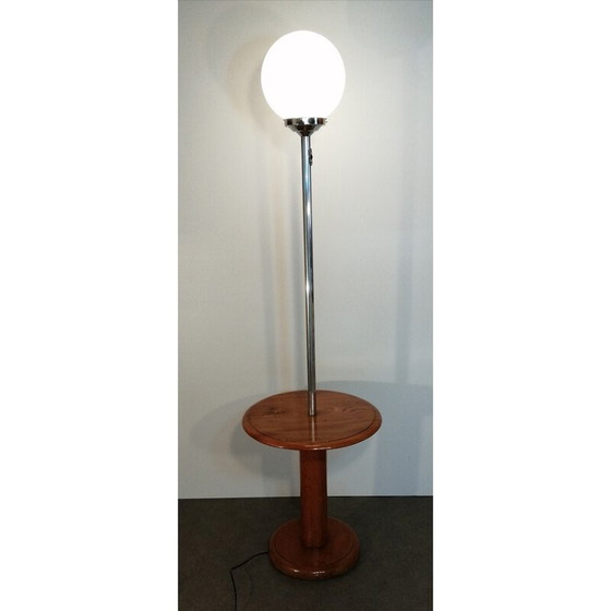 Image 1 of Lampada da terra vintage a globo in opalino e cromo, 1950-1960