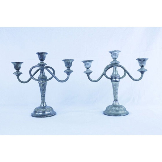 Image 1 of Pair of vintage silver plated candle holders by Ianthe, England