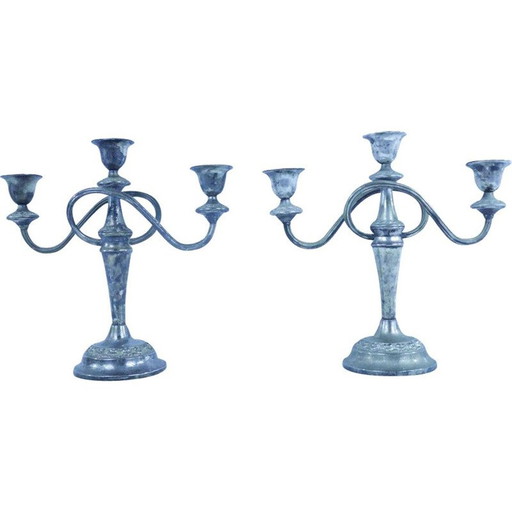 Pair of vintage silver plated candle holders by Ianthe, England