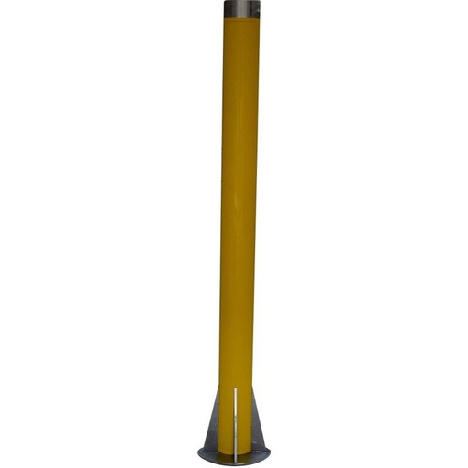 Vintage light fixture with yellow epoxy painted aluminum barrel by Yonel Lebovici, 1981
