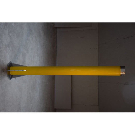 Image 1 of Vintage light fixture with yellow epoxy painted aluminum barrel by Yonel Lebovici, 1981