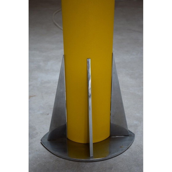 Image 1 of Vintage light fixture with yellow epoxy painted aluminum barrel by Yonel Lebovici, 1981