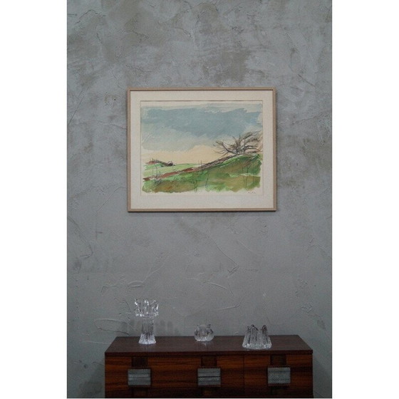 Image 1 of Scandinavian vintage lithograph signed by Hugo Zuhr, Sweden 1960